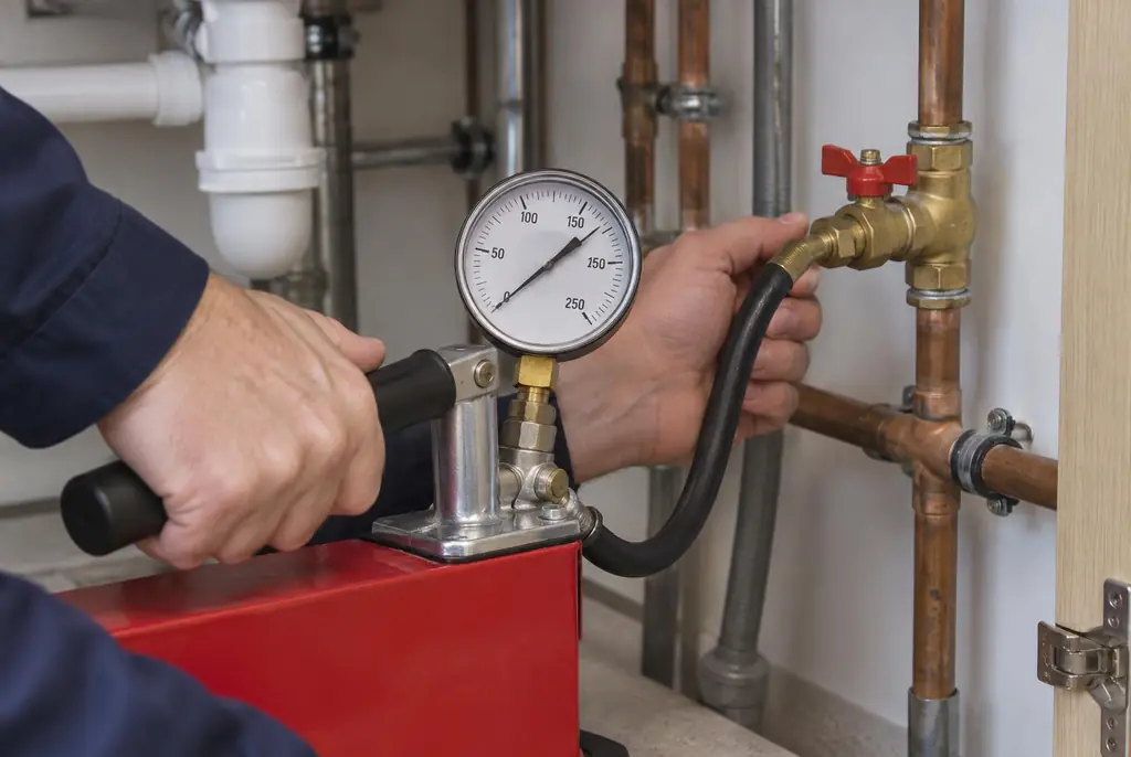 Lekdetectie Heemskerk – druktest op een waterleiding met een manometer