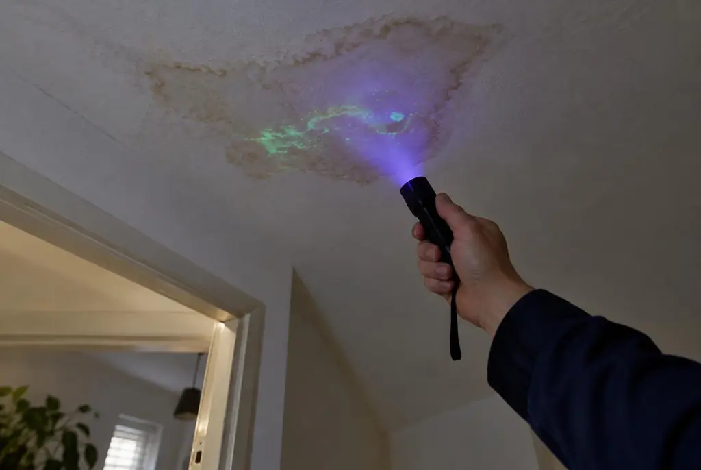 Lekdetectie Heemskerk – kleurstof controleren op het plafond met uv-licht
