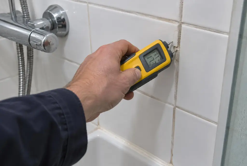 Lekdetectie Heemskerk – vochtmeter op badkamertegels bij de douche