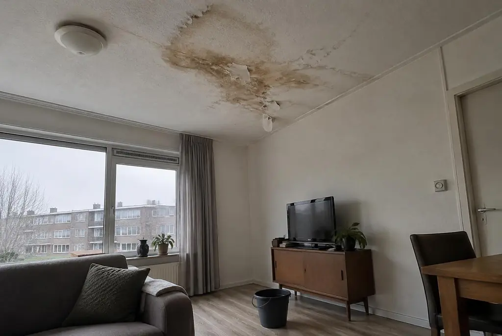 Lekdetectie Heemskerk – vochtplek op het plafond onder een badkamer